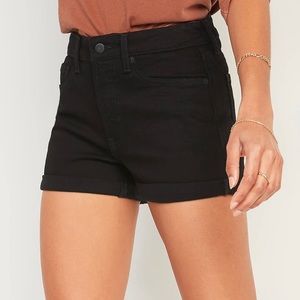 H&M pure black high waisted cuffed denim jean shorts